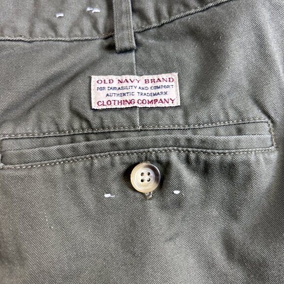Vintage 1999 Old Navy Mens Pleated Chino Pants 40x32 Green Pocket 100% Cotton - Picture 5 of 9